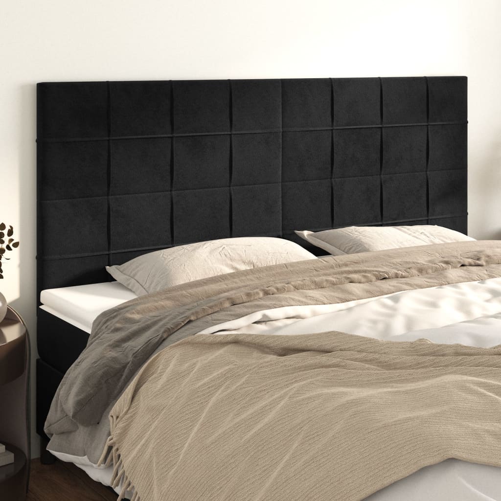 vidaXL Zagłówek czarny 180x5x118/128 cm aksamit