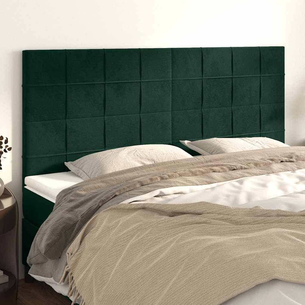 vidaXL Zagłówek ciemnozielony 200x5x118/128 cm aksamit