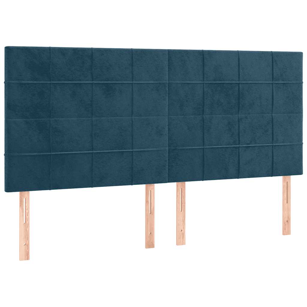 vidaXL Zagłówek granatowy 200x5x118/128 cm aksamit