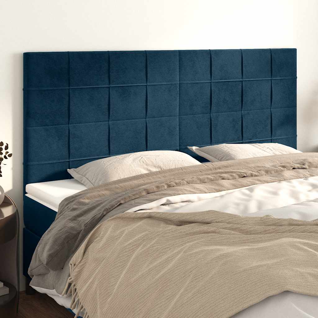 vidaXL Zagłówek granatowy 200x5x118/128 cm aksamit