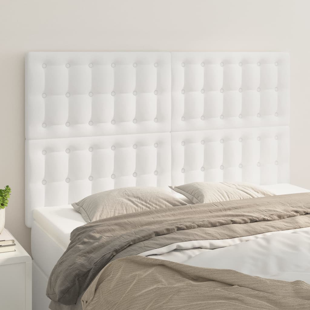 vidaXL Zagłówek biały 144x5x118/128 cm skóra ekologiczna