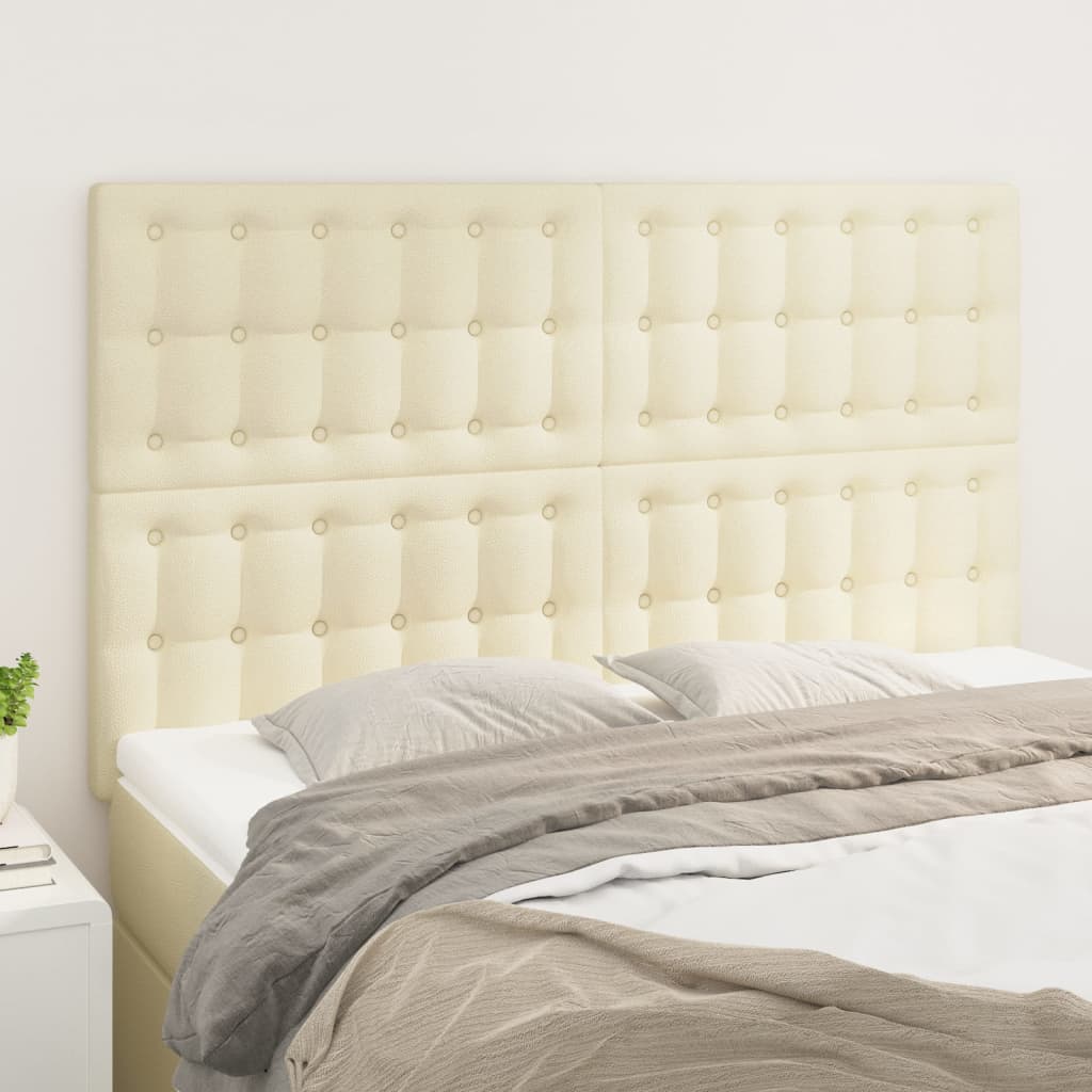 vidaXL Zagłówek kremowy 144x5x118/128 cm skóra ekologiczna
