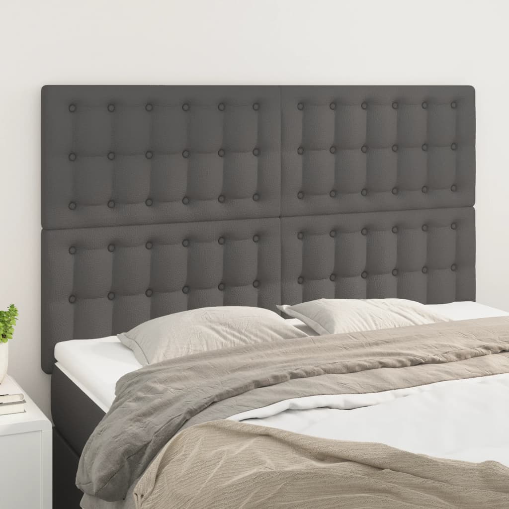 vidaXL Zagłówek szary 144x5x118/128 cm skóra ekologiczna