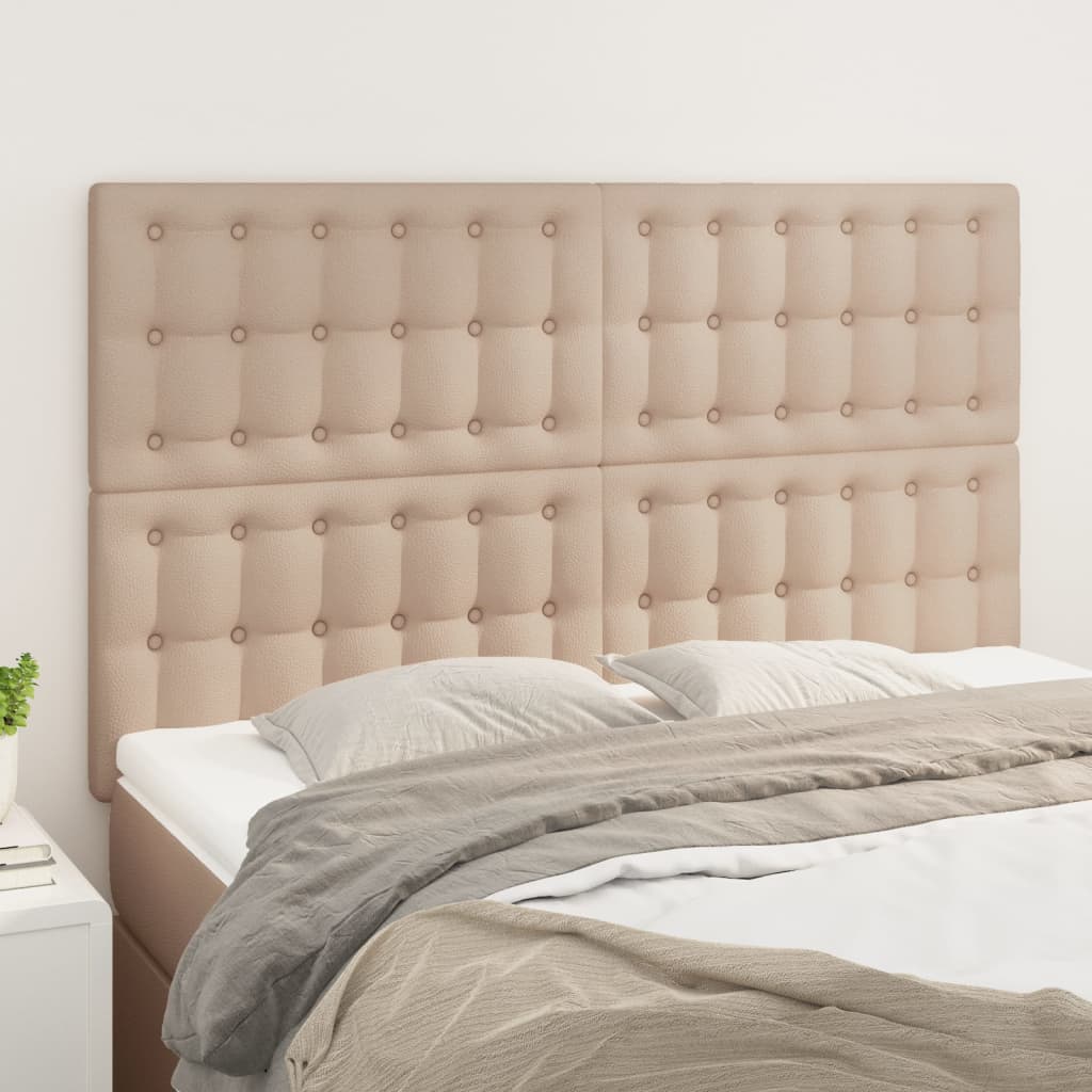 vidaXL Zagłówek cappuccino 144x5x118/128 cm skóra ekologiczna