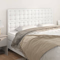 vidaXL Zagłówek biały 160x5x118/128 cm skóra ekologiczna