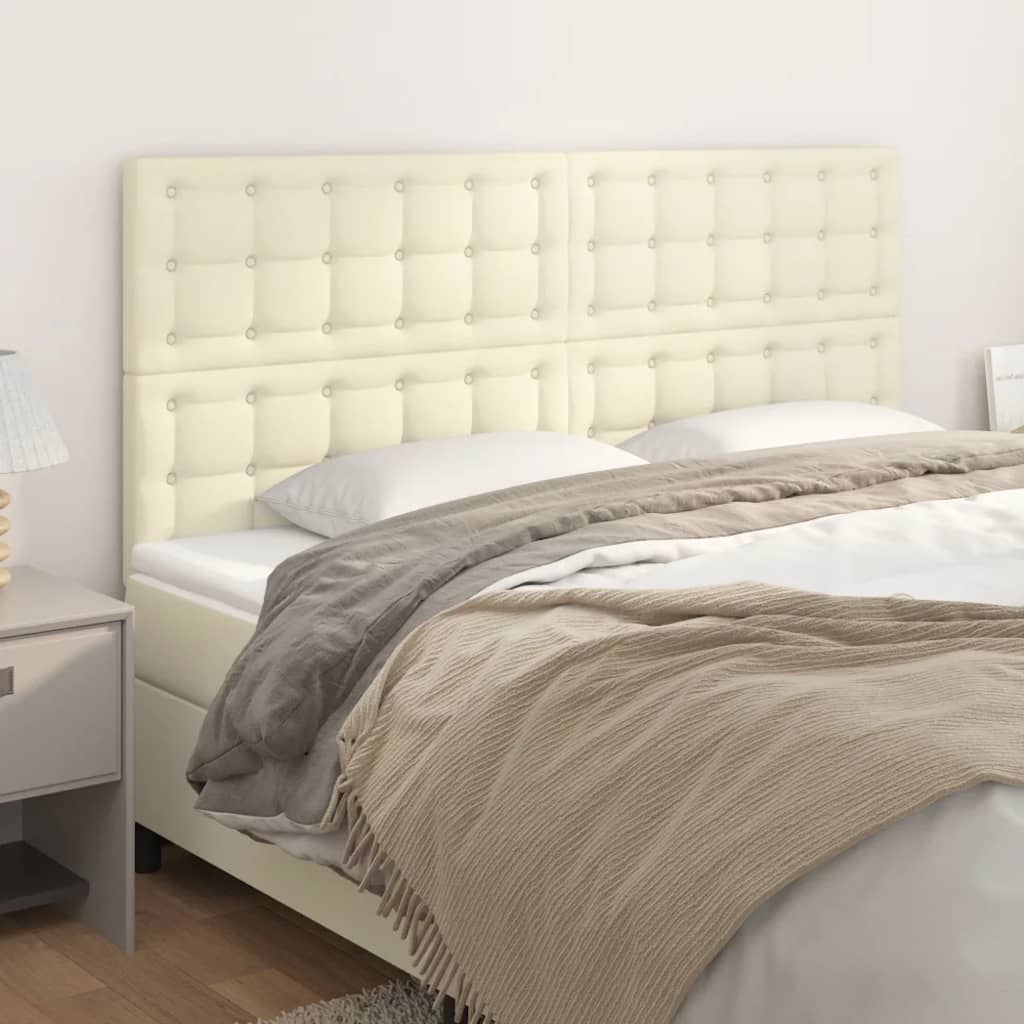 vidaXL Zagłówek kremowy 160x5x118/128 cm skóra ekologiczna