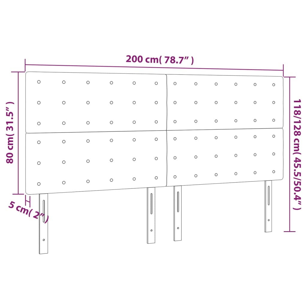 vidaXL Zagłówek biały 200x5x118/128 cm skóra ekologiczna