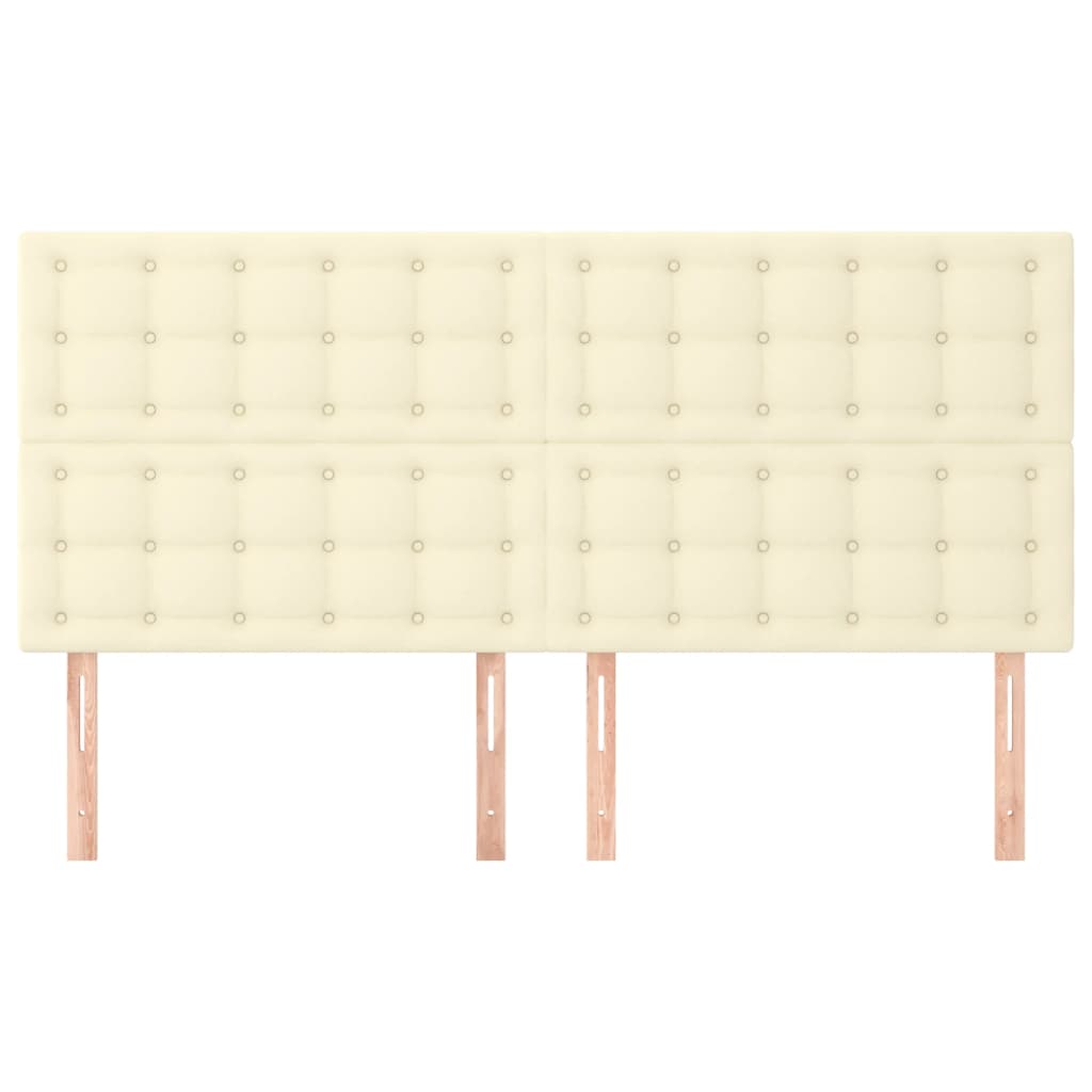 vidaXL Zagłówek kremowy 200x5x118/128 cm skóra ekologiczna