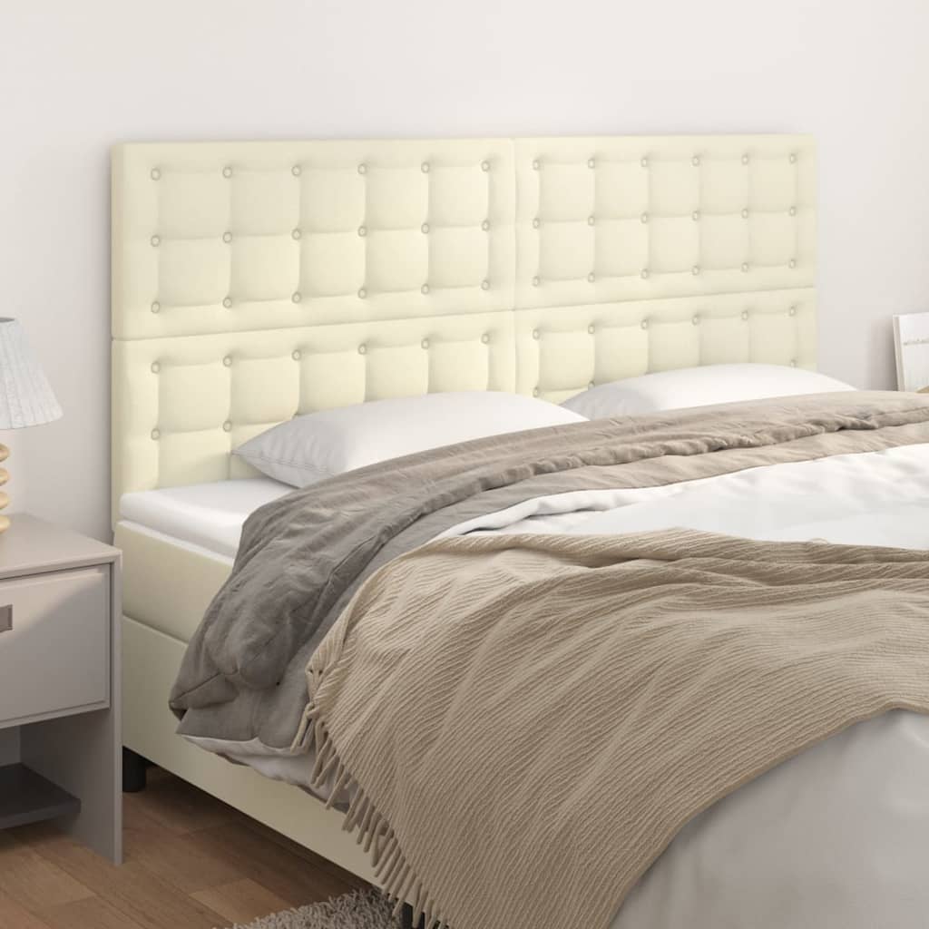 vidaXL Zagłówek kremowy 200x5x118/128 cm skóra ekologiczna