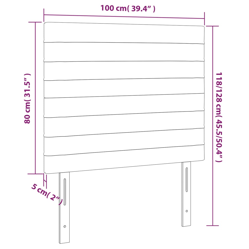 vidaXL Zagłówek czarny 100x5x118/128 cm tkanina