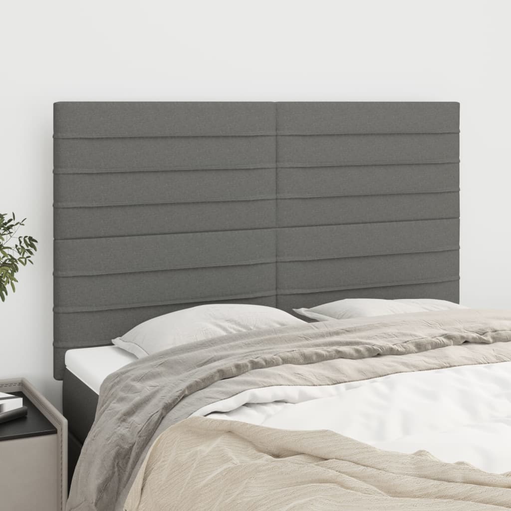vidaXL Zagłówek ciemnoszary 144x5x118/128 cm materiał
