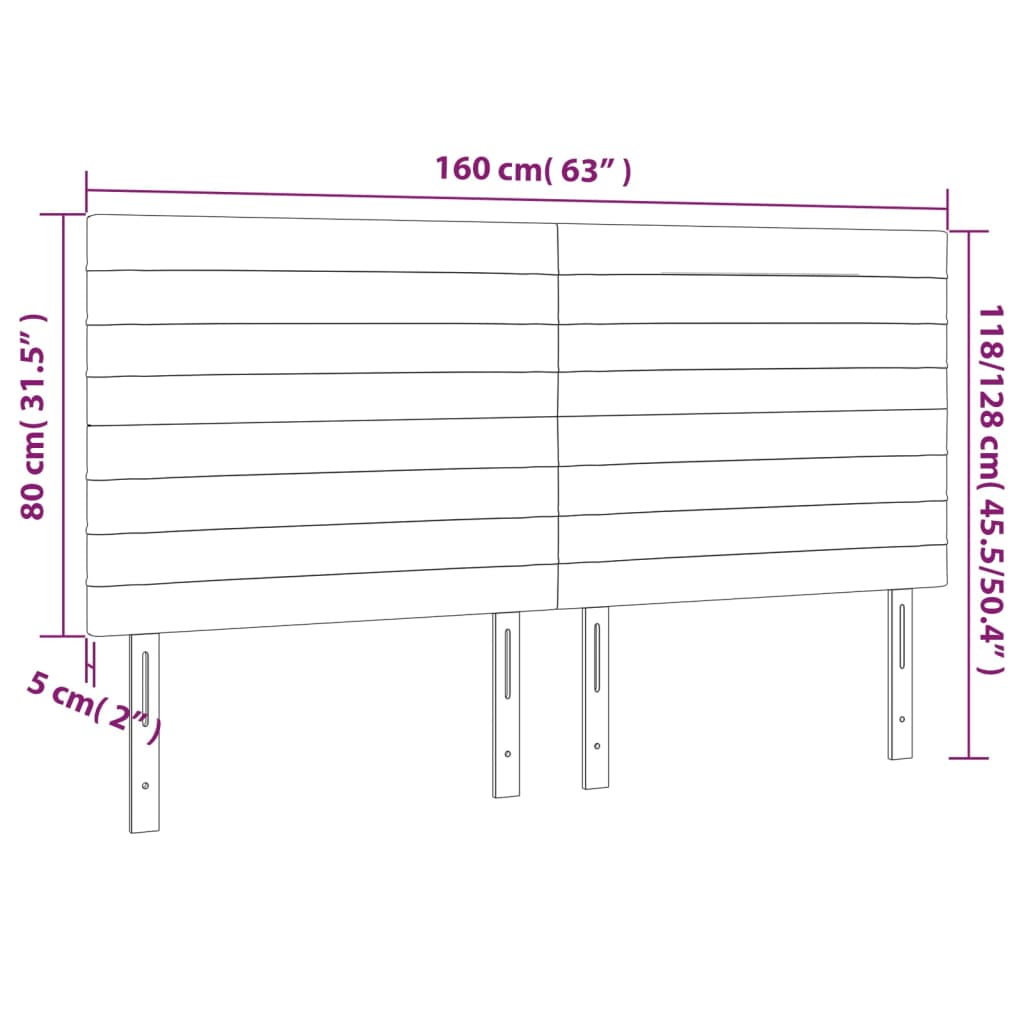 vidaXL Zagłówek kremowy 160x5x118/128 cm tkanina