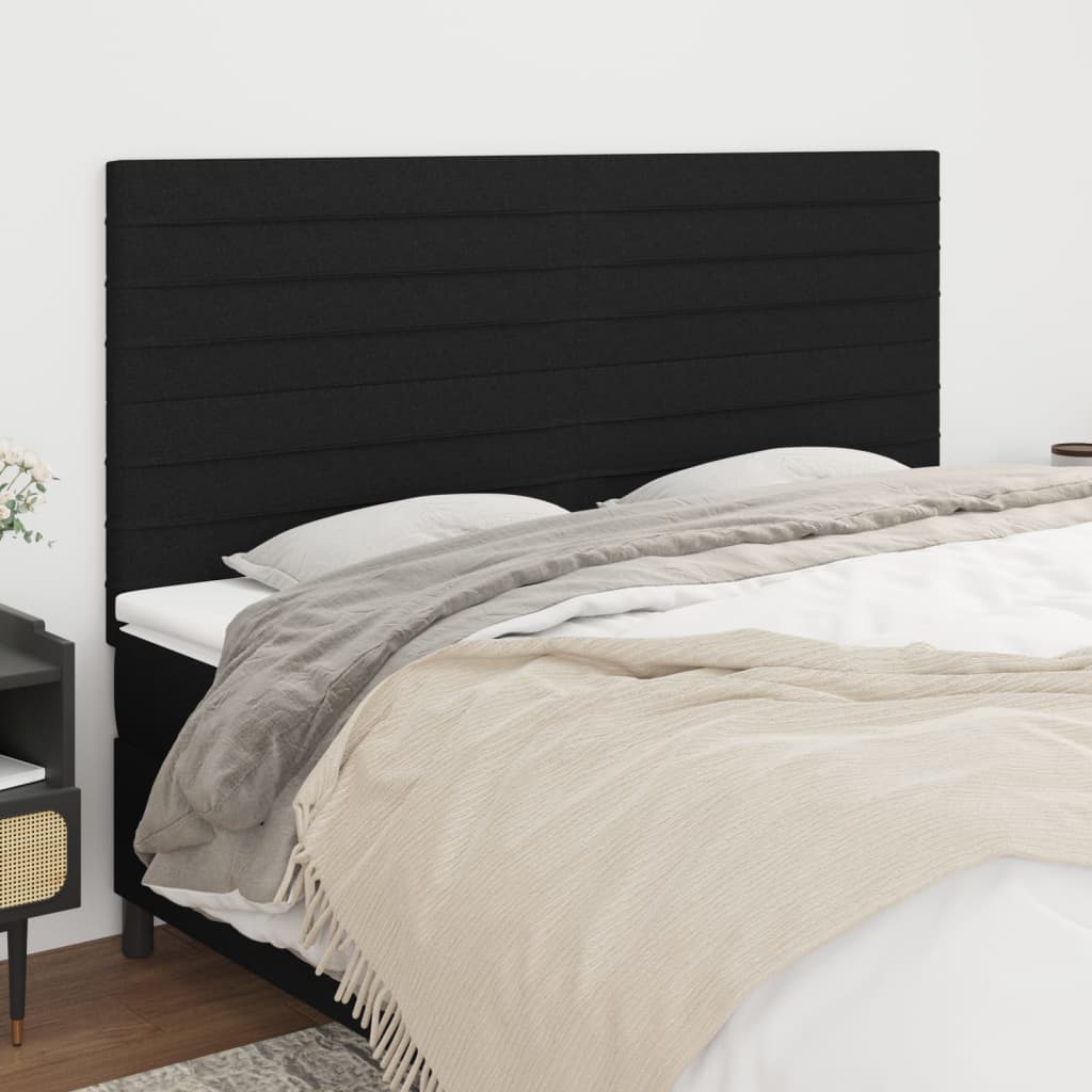 vidaXL Zagłówek czarny 200x5x118/128 cm tkanina