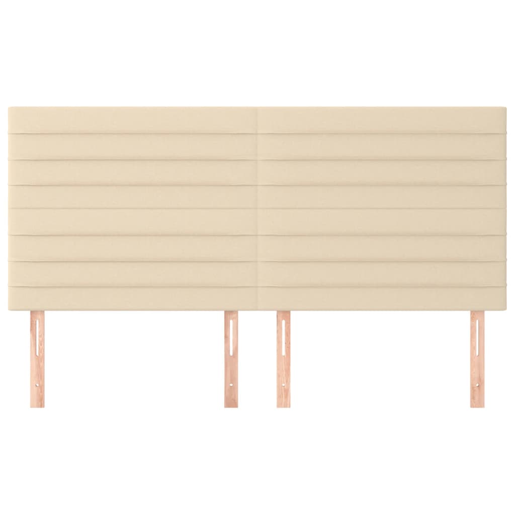 vidaXL Zagłówek kremowy 200x5x118/128 cm tkanina