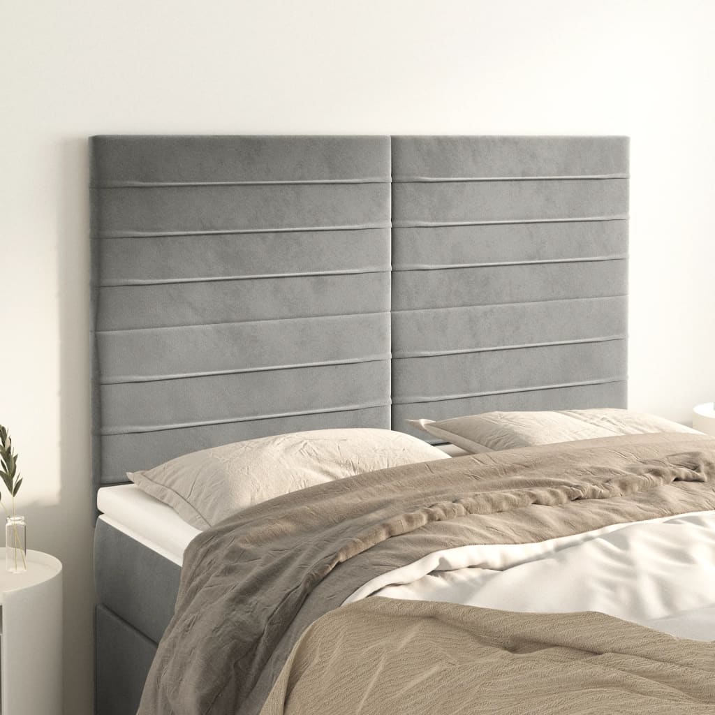 vidaXL Zagłówek jasnoszary 144x5x118/128 cm aksamit