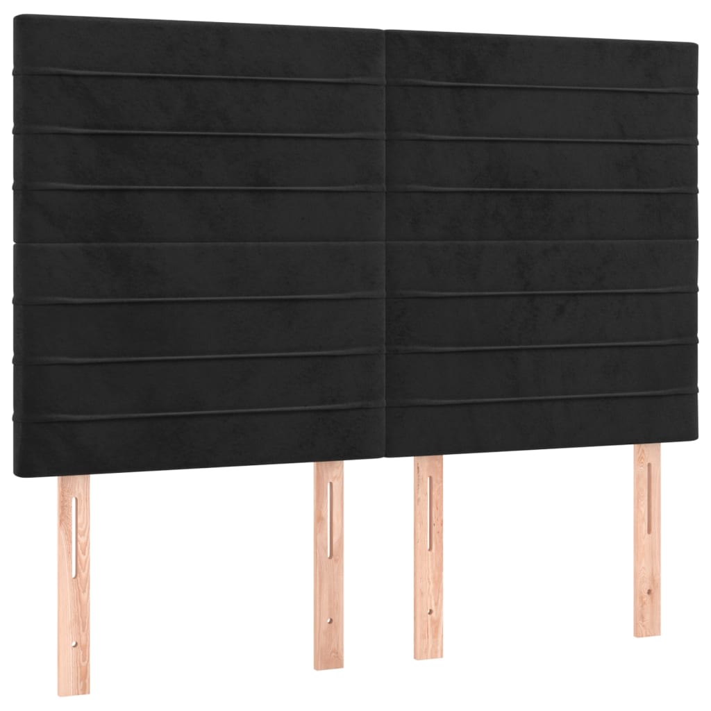 vidaXL Zagłówek czarny 144x5x118/128 cm aksamit