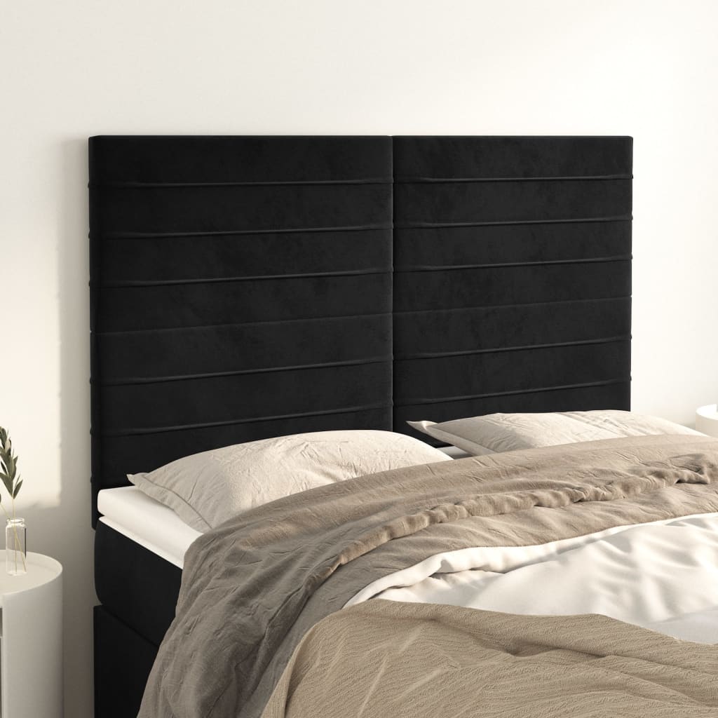 vidaXL Zagłówek czarny 144x5x118/128 cm aksamit