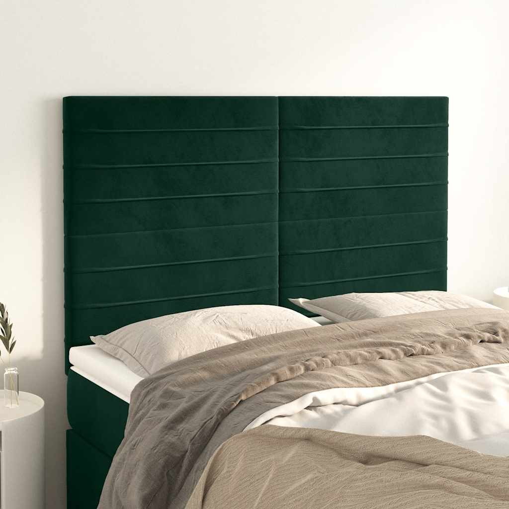 vidaXL Zagłówek ciemnozielony 144x5x118/128 cm aksamit