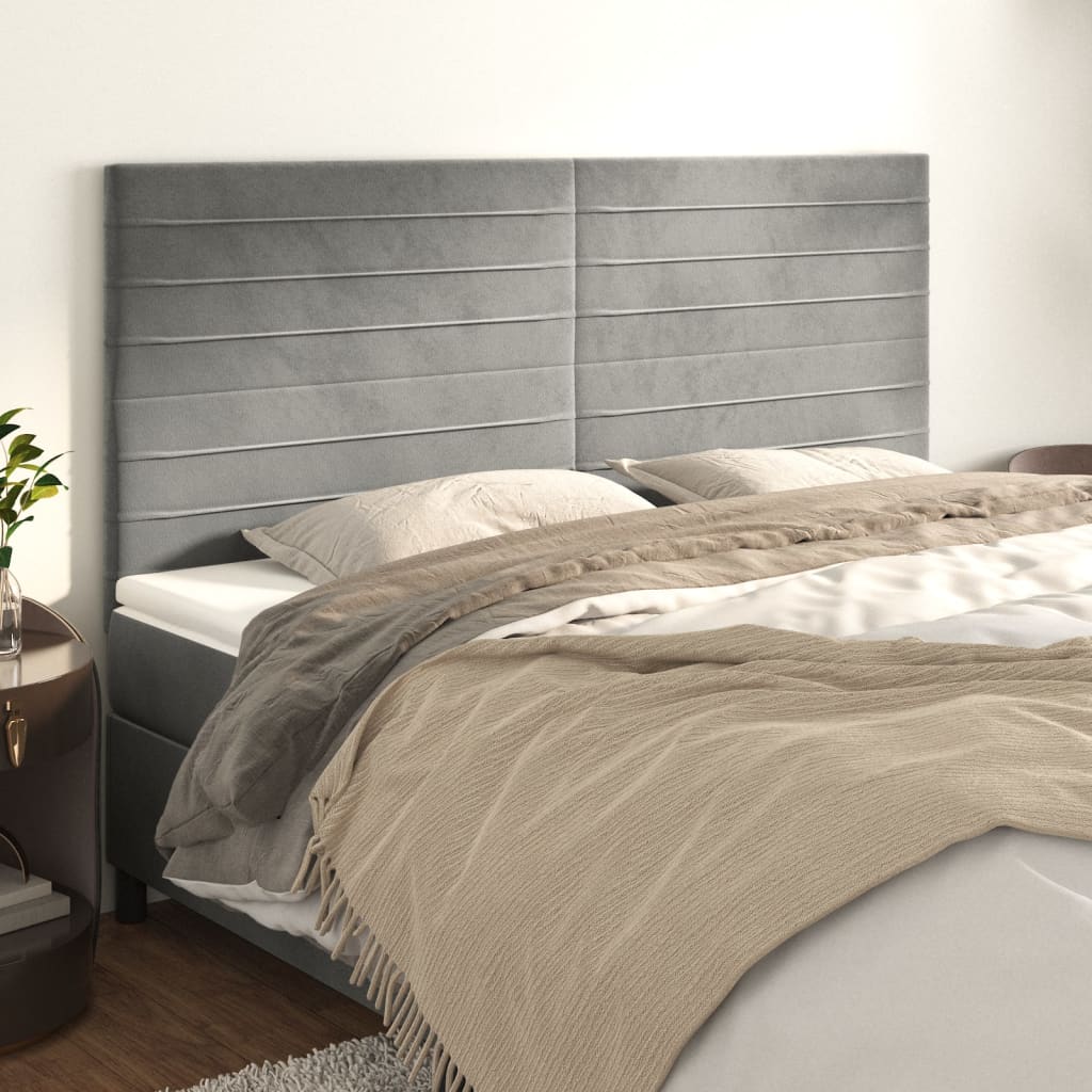 vidaXL Zagłówek jasnoszary 160x5x118/128 cm aksamit