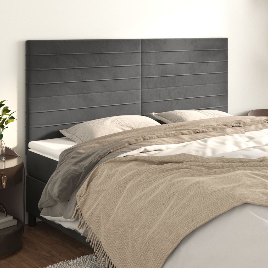 vidaXL Zagłówek ciemnoszary 180x5x118/128 cm aksamit