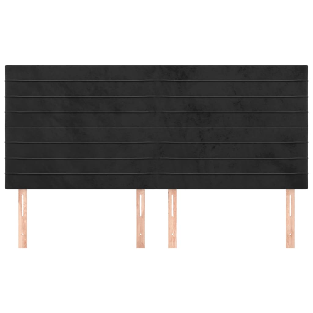 vidaXL Zagłówek czarny 200x5x118/128 cm aksamit