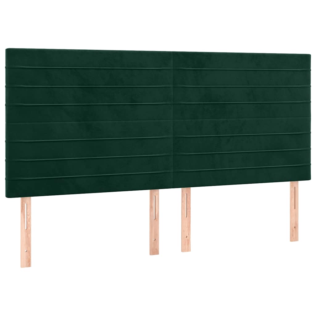 vidaXL Zagłówek ciemnozielony 200x5x118/128 cm aksamit