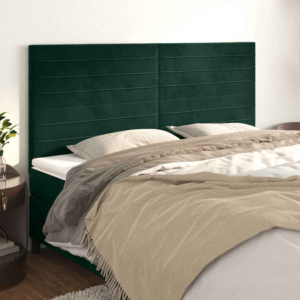 vidaXL Zagłówek ciemnozielony 200x5x118/128 cm aksamit