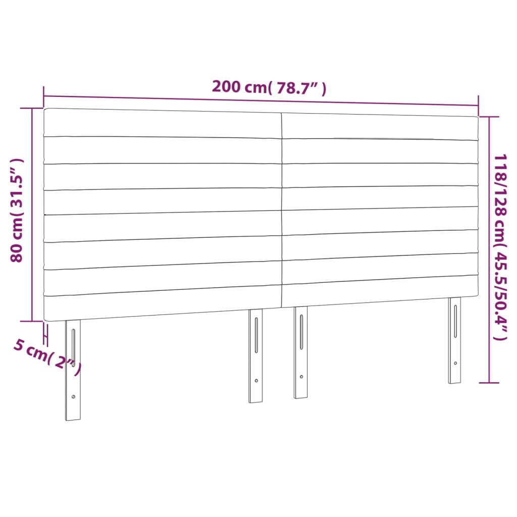 vidaXL Zagłówek różowy 200x5x118/128 cm aksamit