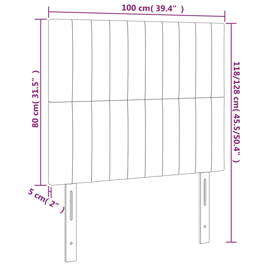 vidaXL Zagłówek kremowy 100x5x118/128 cm tkanina