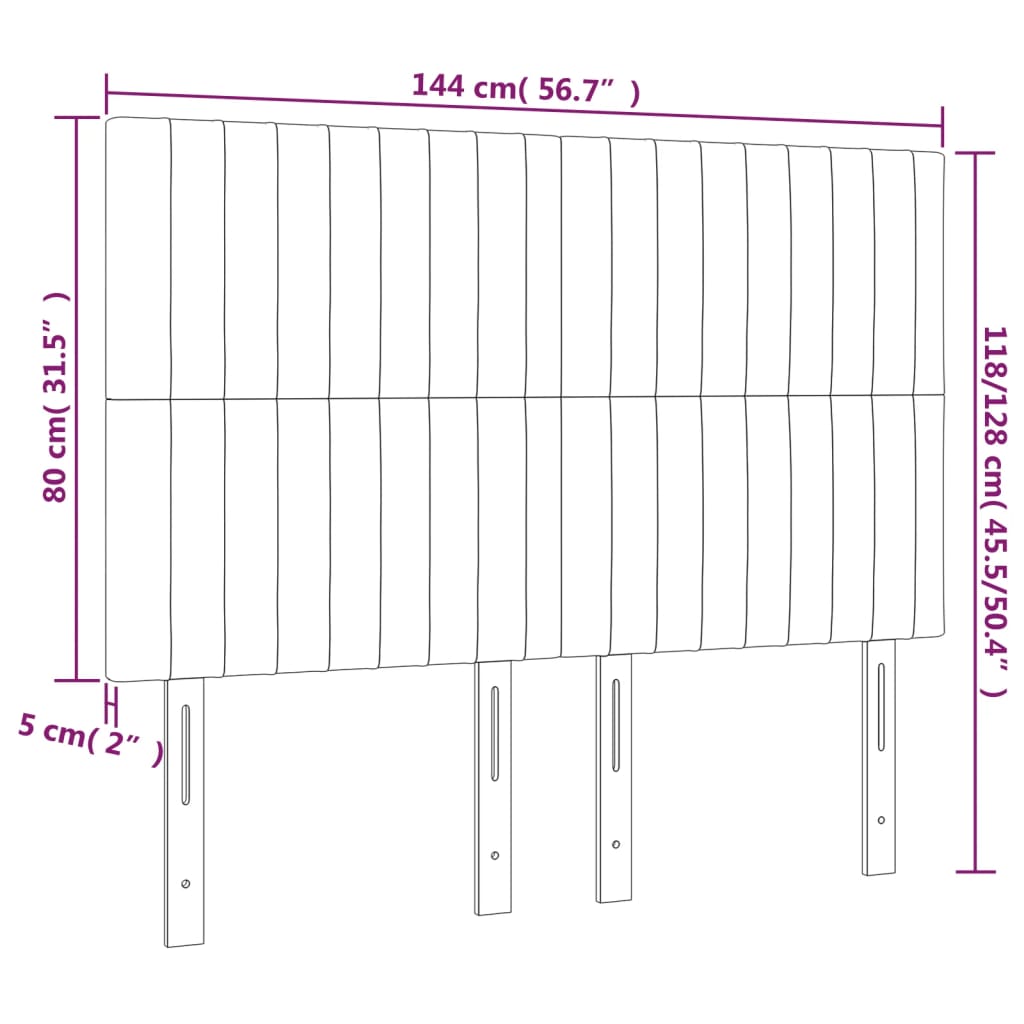 vidaXL Zagłówek jasnoszary 144x5x118/128 cm tkanina