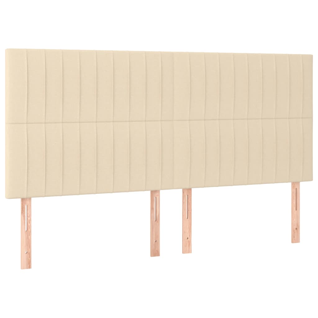 vidaXL Zagłówek kremowy 160x5x118/128 cm tkanina