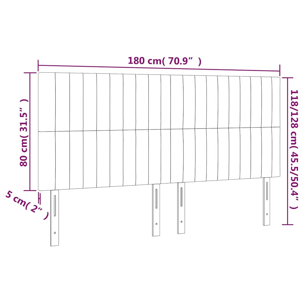 vidaXL Zagłówek kremowy 180x5x118/128 cm tkanina