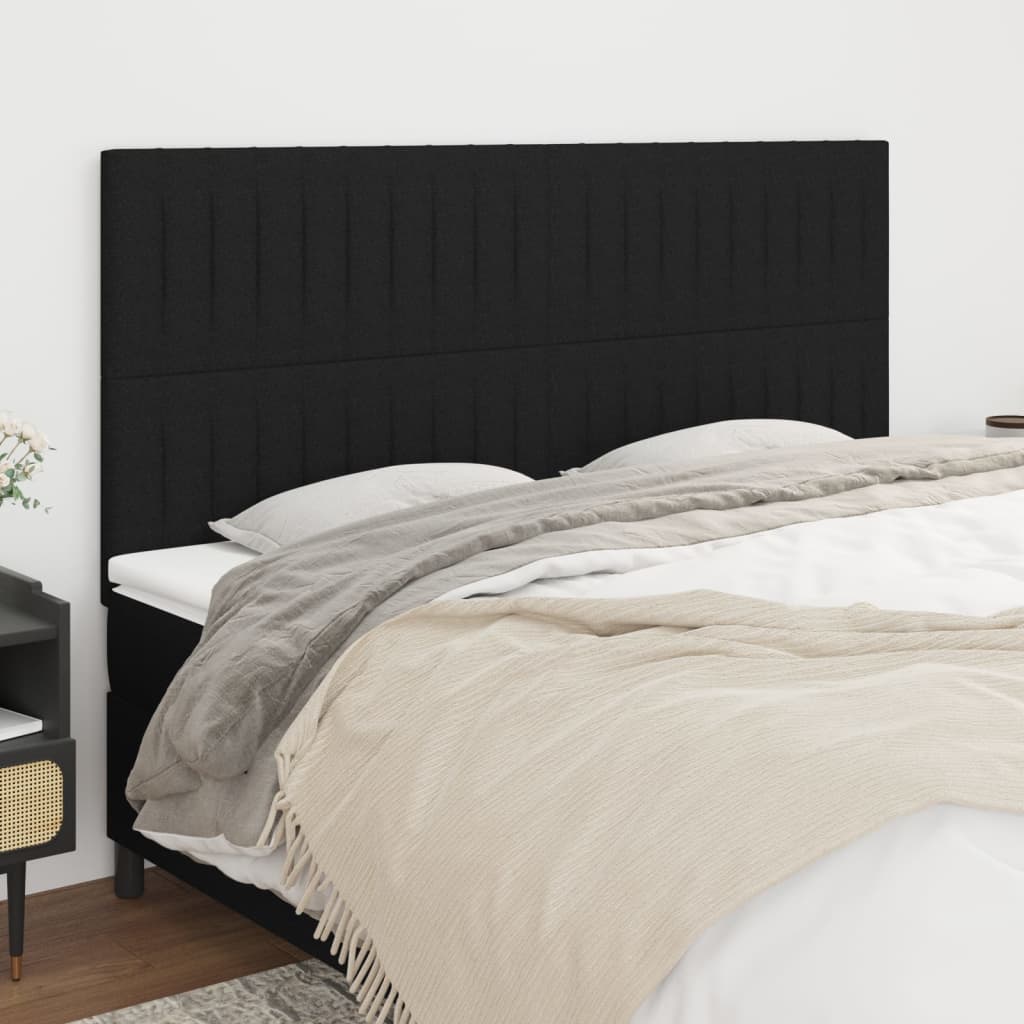 vidaXL Zagłówek czarny 200x5x118/128 cm tkanina