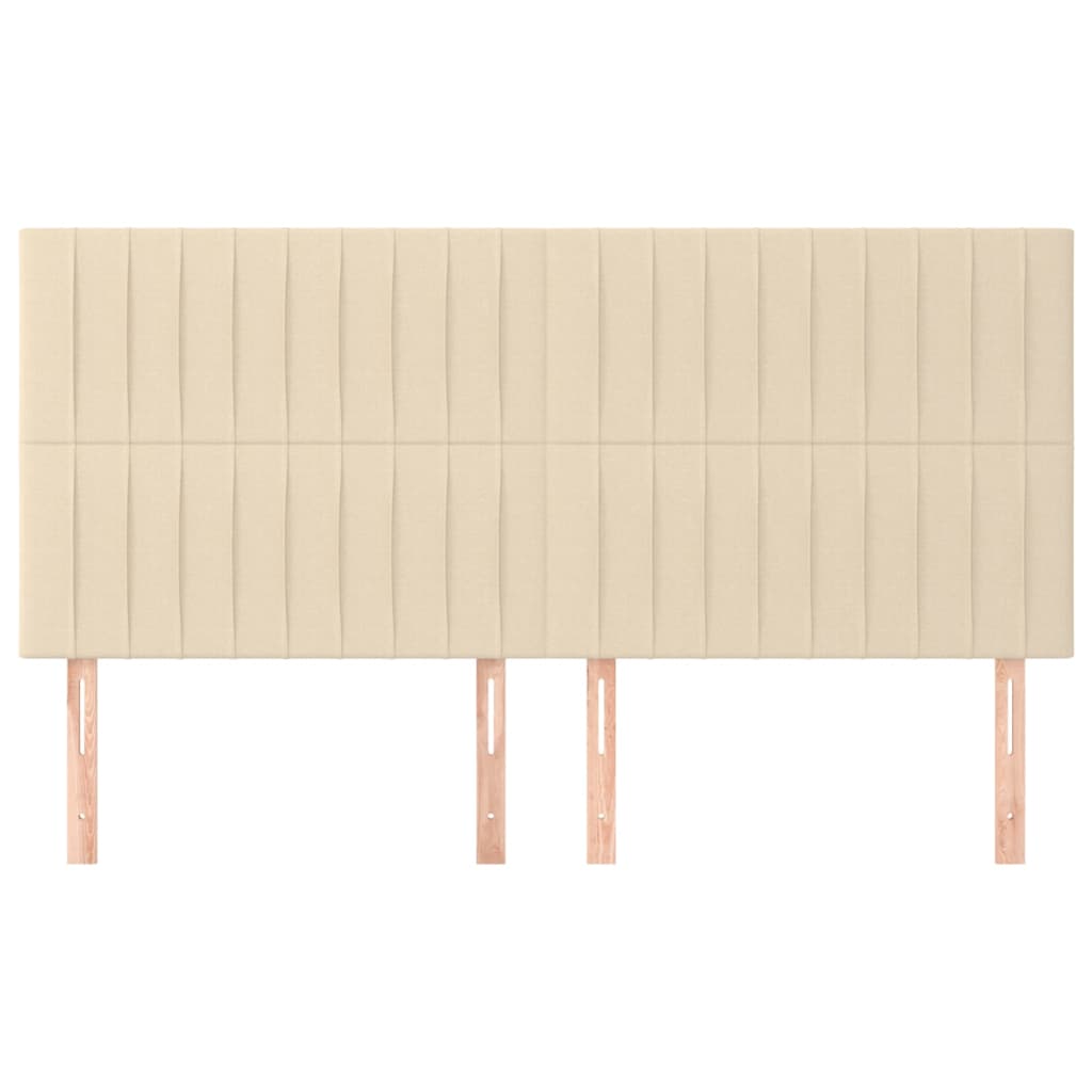 vidaXL Zagłówek kremowy 200x5x118/128 cm tkanina