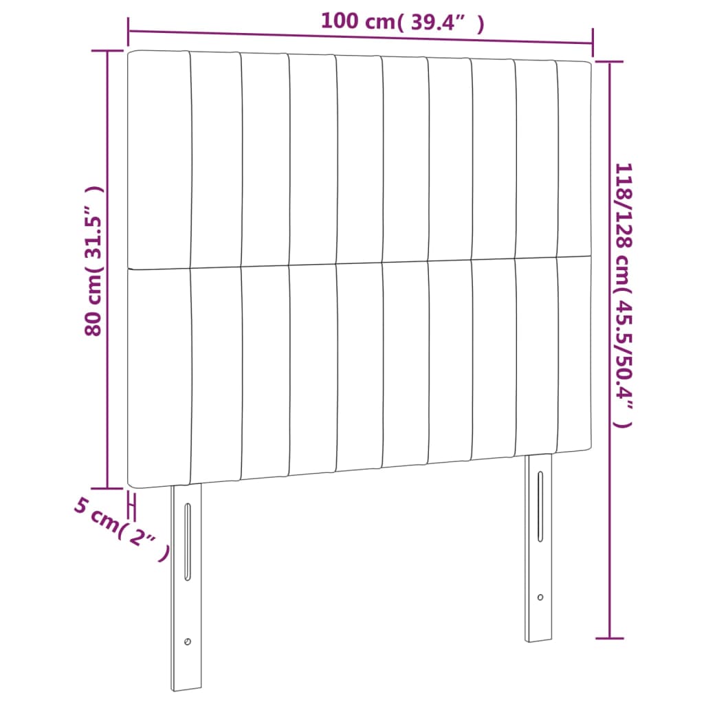 vidaXL Zagłówek jasnoszary 100x5x118/128 cm aksamit