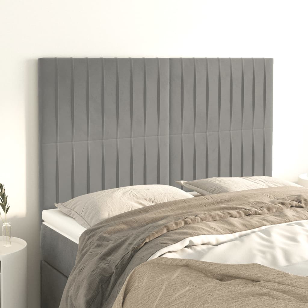 vidaXL Zagłówek jasnoszary 144x5x118/128 cm aksamit