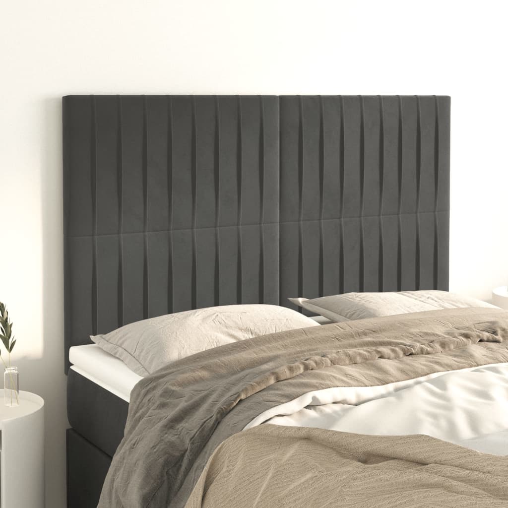 vidaXL Zagłówek ciemnoszary 144x5x118/128 cm aksamit