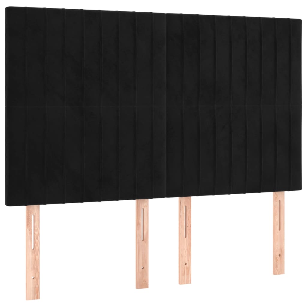 vidaXL Zagłówek czarny 144x5x118/128 cm aksamit