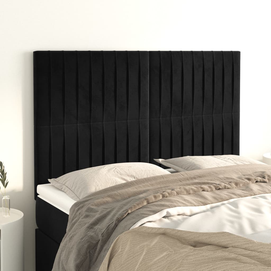 vidaXL Zagłówek czarny 144x5x118/128 cm aksamit