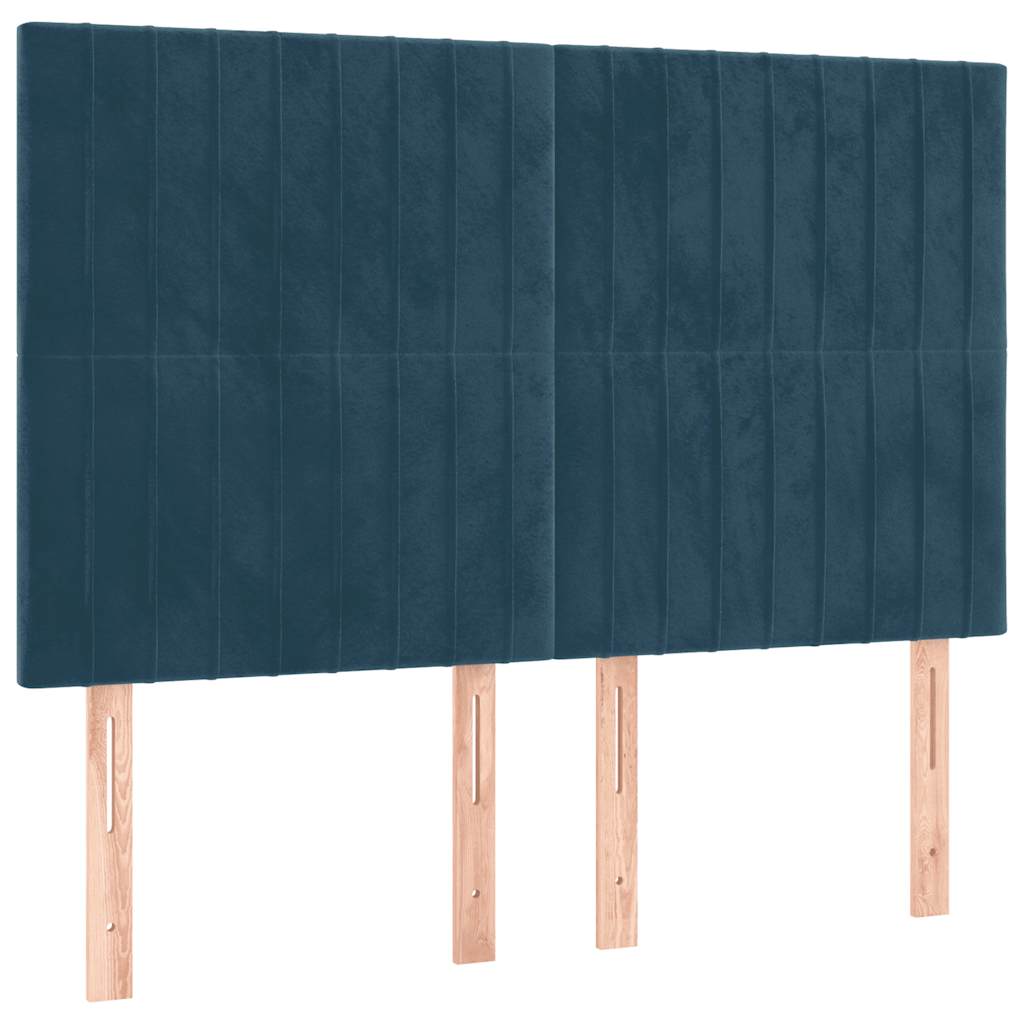vidaXL Zagłówek granatowy 144x5x118/128 cm aksamit
