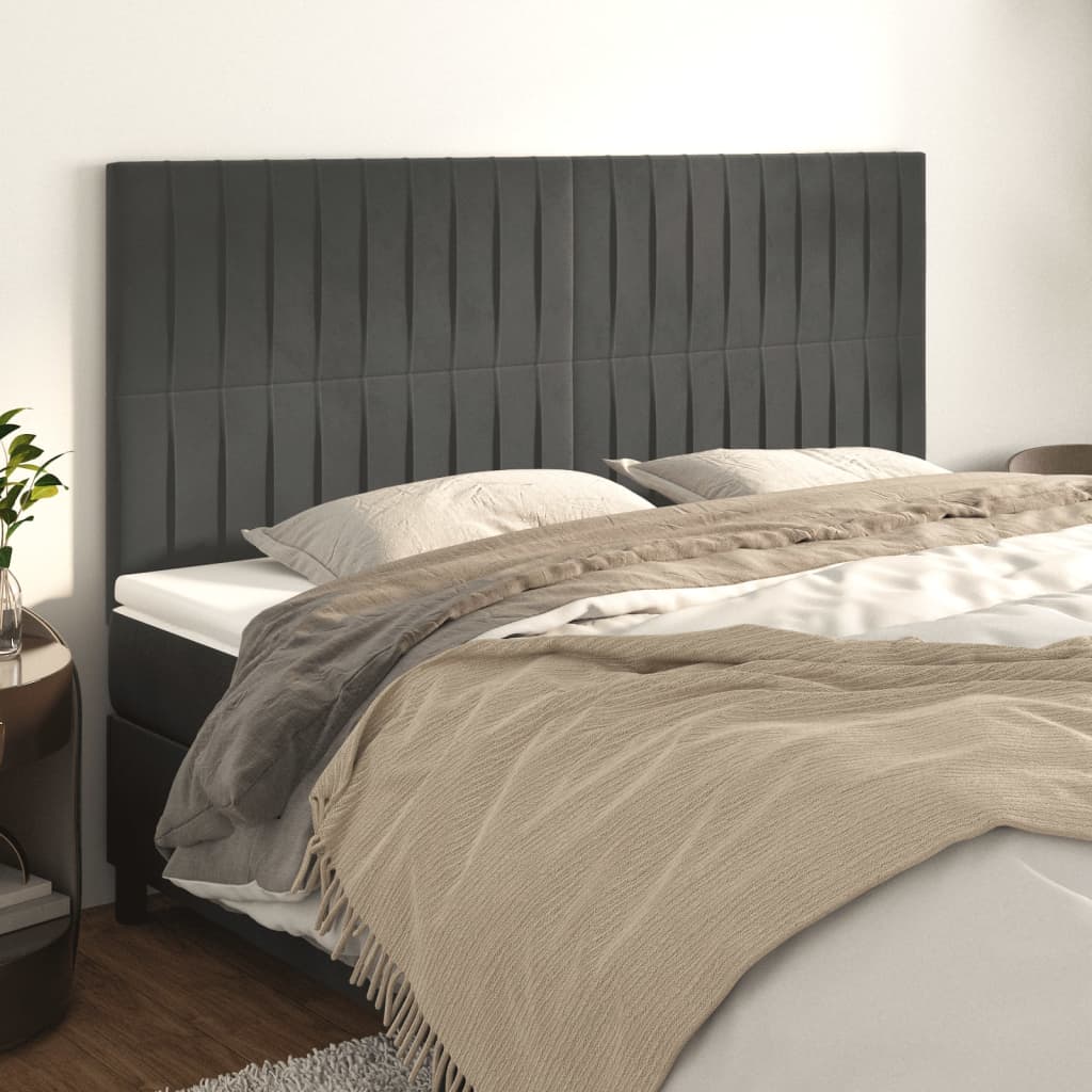 vidaXL Zagłówek ciemnoszary 160x5x118/128 cm aksamit