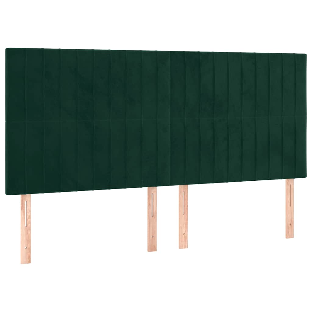 vidaXL Zagłówek ciemnozielony 160x5x118/128 cm aksamit