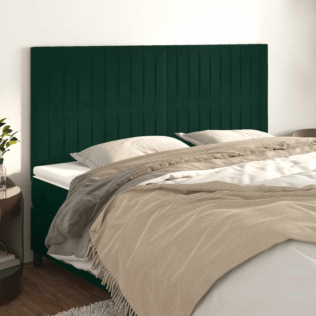 vidaXL Zagłówek ciemnozielony 160x5x118/128 cm aksamit