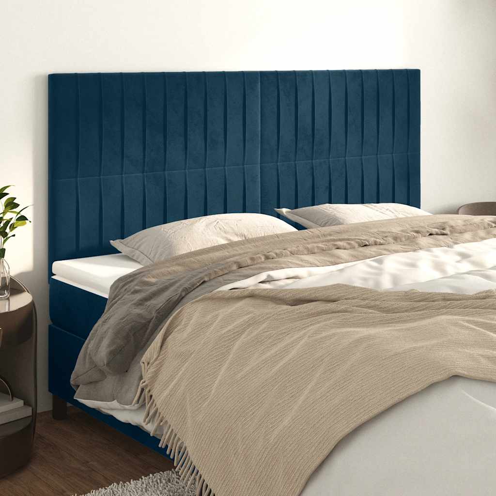 vidaXL Zagłówek granatowy 180x5x118/128 cm aksamit