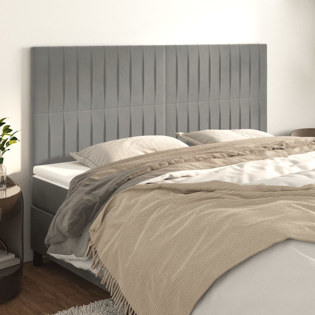 vidaXL Zagłówek jasnoszary 200x5x118/128 cm aksamit