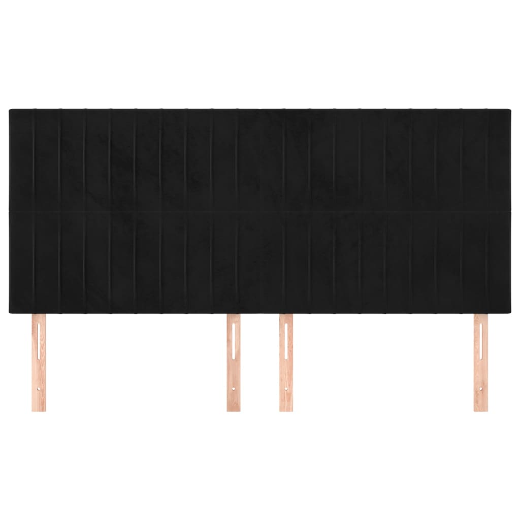 vidaXL Zagłówek czarny 200x5x118/128 cm aksamit
