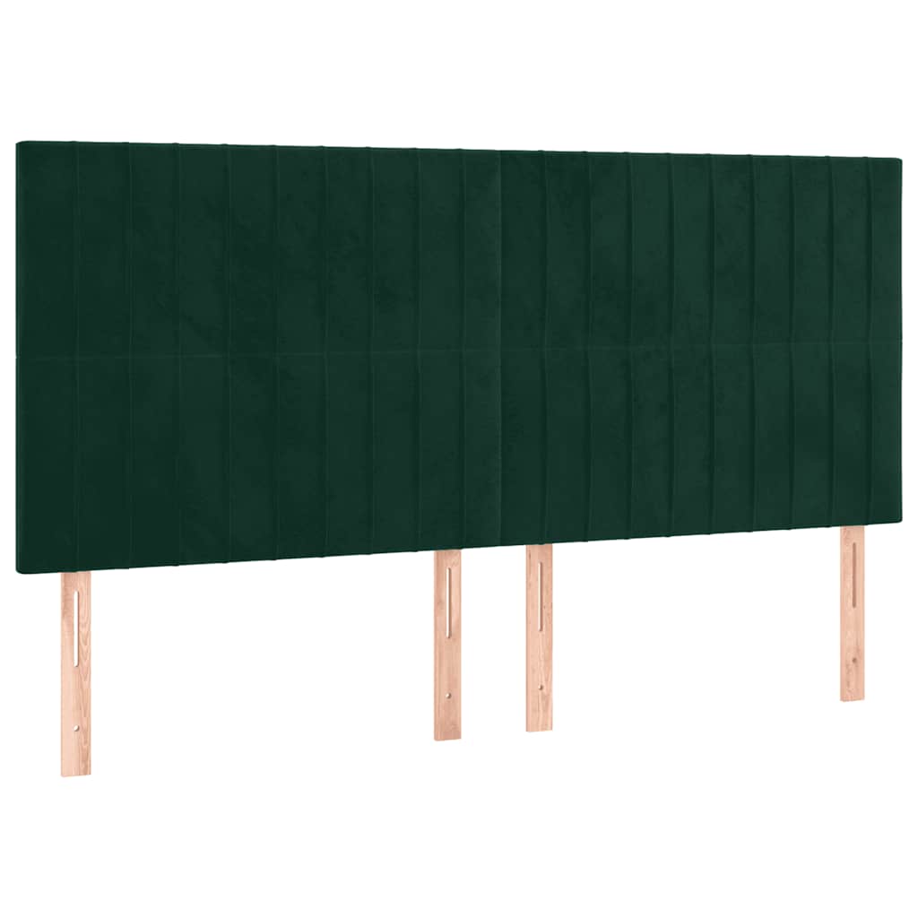 vidaXL Zagłówek ciemnozielony 200x5x118/128 cm aksamit