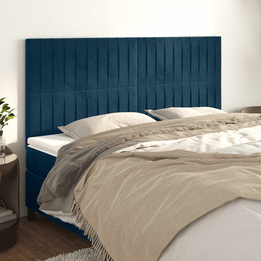 vidaXL Zagłówek granatowy 200x5x118/128 cm aksamit