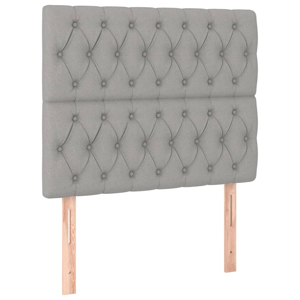 vidaXL Zagłówek jasnoszary 100x7x118/128 cm tkanina