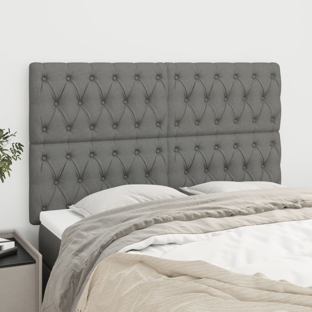 vidaXL Zagłówek ciemnoszary 144x7x118/128 cm materiał